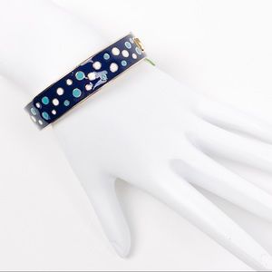 Vera Bradley Hinged Cuff Bracelet Blue Dot Enamel